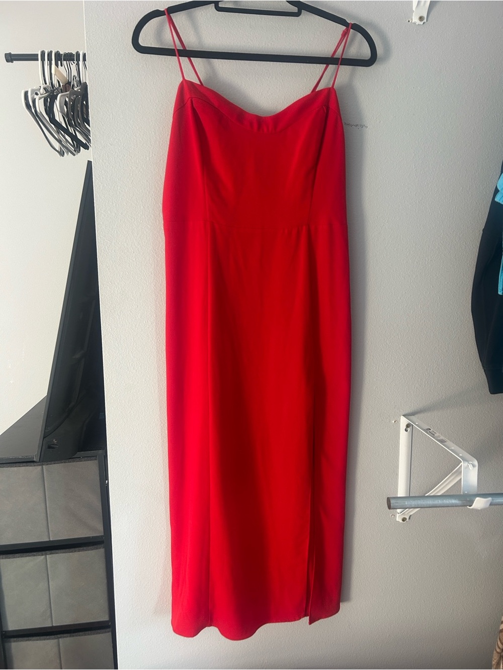 Abercrombie & Fitch Red Spaghetti-Strap Midi Dress with Side Slit - Picture 4 of 9